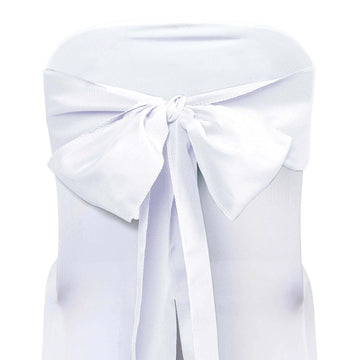 5 Pack Polyester Chair Sashes White - Subtle Elegance for Special Occasions 6"x108"