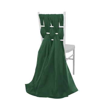 5 Pack Premium Chiffon Chair Sashes Hunter Emerald Green - Soft & Lightweight Designer Chair Bows 22"x78"