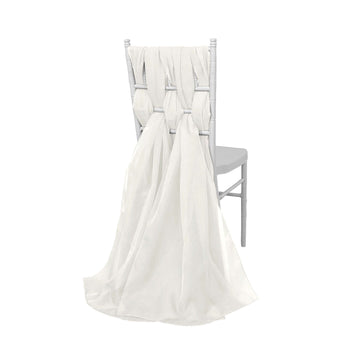 5 Pack Premium Chiffon Chair Sashes Ivory - Soft & Lightweight Designer Chair Bows 22"x78"