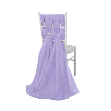 5 Pack Premium Chiffon Chair Sashes Lavender Lilac - Soft & Lightweight Designer Chair Bows 22"x78"