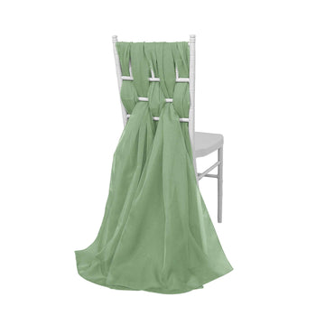 5 Pack Premium Chiffon Chair Sashes Sage Green - Soft & Lightweight Designer Chair Bows 22"x78"