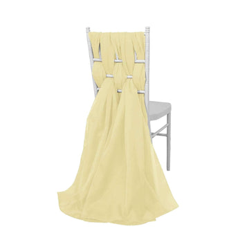 5 Pack Premium Chiffon Chair Sashes Yellow - Soft & Lightweight Designer Chair Bows 22"x78"