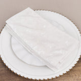 5 Pack White Premium Crushed Velvet Linen Napkins, Decorative Soft Cloth Dinner Napkins - 20x20inch