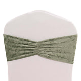 5 Pack Sage Green Premium Crushed Velvet Chair Sash Bands, Decorative Wedding Chair Sashes