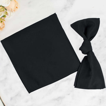 5 Pack Premium Polyester 20"x20" Napkins Black - Wrinkle-Resistant & Durable Dinner Napkins