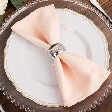 5 Pack Premium Polyester 20"x20" Napkins Blush - Wrinkle-Resistant & Durable Dinner Napkins