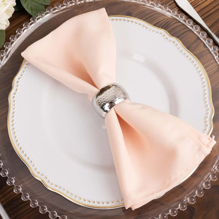 5 Pack Blush Premium Polyester Cloth Napkins, Seamless Linen Dinner Napkins