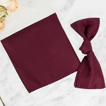 5 Pack Premium Polyester 20"x20" Napkins Burgundy - Wrinkle-Resistant & Durable Dinner Napkins