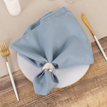 5 Pack Premium Polyester 20"x20" Napkins Dusty Blue - Wrinkle-Resistant & Durable Dinner Napkins