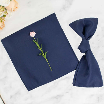 5 Pack Premium Polyester 20"x20" Napkins Navy Blue - Wrinkle-Resistant & Durable Dinner Napkins