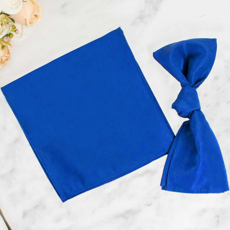 5 Pack | Royal Blue 200 GSM Premium Polyester Dinner Napkins, Seamless Cloth Napkins