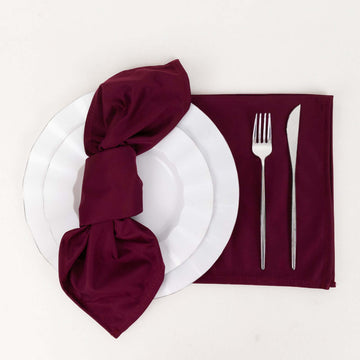 5 Pack Premium Scuba 20"x20" Napkins Burgundy - Durable & Reusable Dinner Napkins