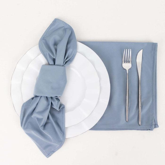 5 Pack Dusty Blue Premium Scuba Cloth Napkins, Wrinkle-Free Reusable Dinner Napkins - 20x20inch