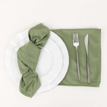 5 Pack Premium Scuba 20"x20" Napkins Dusty Sage Green - Durable & Reusable Dinner Napkins