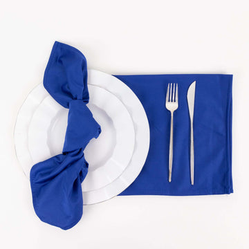 5 Pack Premium Scuba 20"x20" Napkins Royal Blue - Durable & Reusable Dinner Napkins