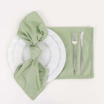 5 Pack Premium Scuba 20"x20" Napkins Sage Green - Durable & Reusable Dinner Napkins