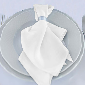 5 Pack Premium Scuba 20"x20" Napkins White - Durable & Reusable Dinner Napkins for a Polished Tablescape