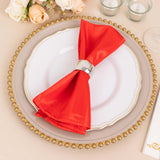 5 Pack Red Striped Satin Linen Napkins, Wrinkle-Free Reusable Wedding Napkins