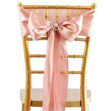 5 Pack Satin Chair Sashes Dusty Rose - Durable Chair Bows with Shiny Finish 6"x106"