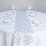 5 Pack White Sheer Organza Table Runners with Metallic Gold Foil Butterfly Motifs