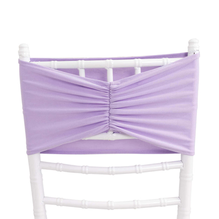 5 Pack Lavender Lilac Wide Ruffled Fitted Spandex Chair Sash Band