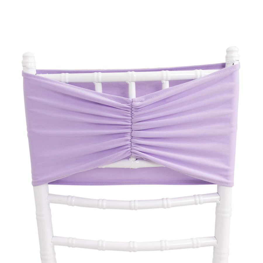 5 Pack Lavender Lilac Wide Ruffled Fitted Spandex Chair Sash Band 