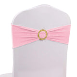 5 Pack Pink Spandex Chair Sashes with Gold Diamond Buckles, Elegant Stretch Chair Bands and Slide