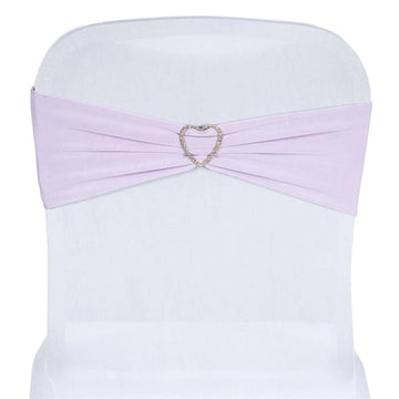 5 Pack Stretch Spandex Chair Sashes Lavender Lilac - Fitted Finish Two Ply Heavy Duty Chair Bands 5"x12"