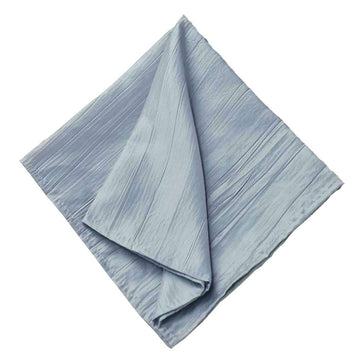 5 Pack Taffeta 20"x20" Napkins Dusty Blue - Accordion Crinkle Dinner Napkins