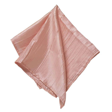 5 Pack Taffeta 20"x20" Napkins Dusty Rose - Accordion Crinkle Dinner Napkins