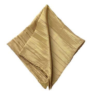 5 Pack Taffeta 20"x20" Napkins Gold - Accordion Crinkle Style Dinner Napkins for Upscale Dining