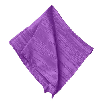 5 Pack Taffeta 20"x20" Napkins Purple - Accordion Crinkle Dinner Napkins