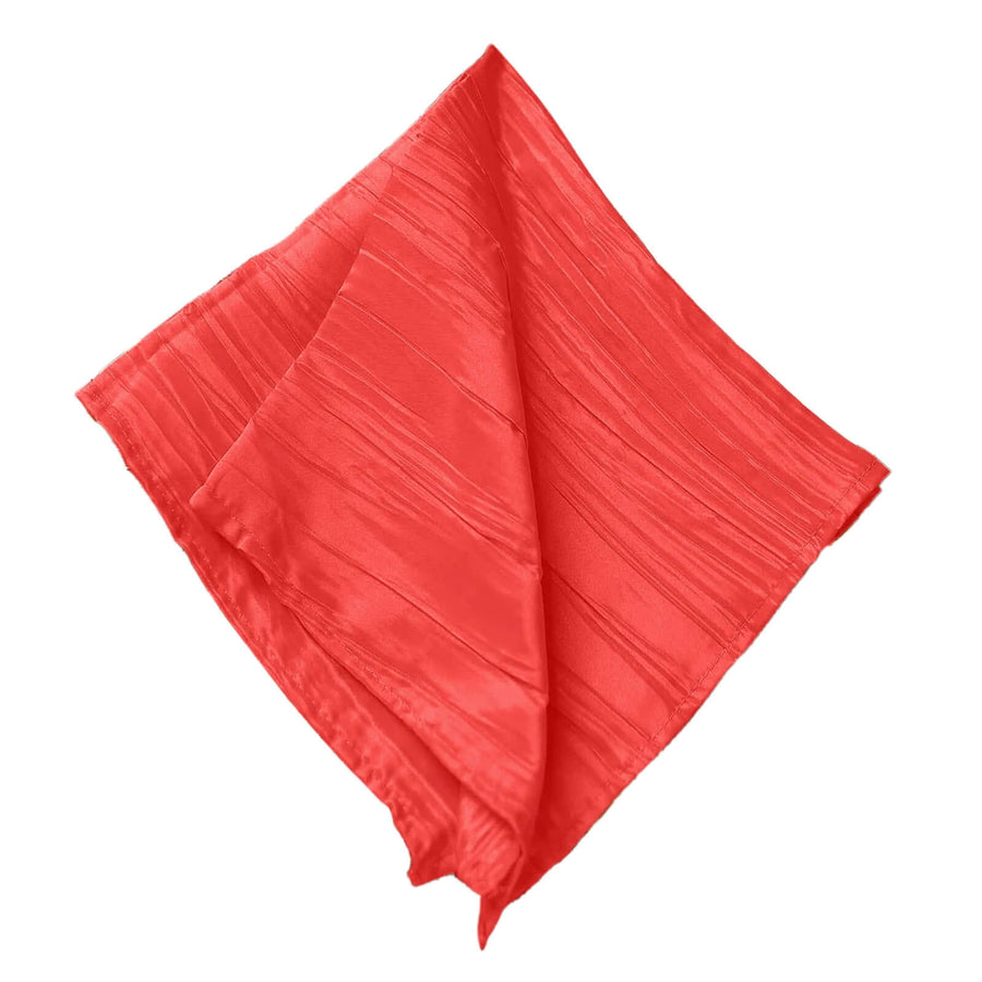 5 Pack | Red Accordion Crinkle Taffeta Cloth Dinner Napkins