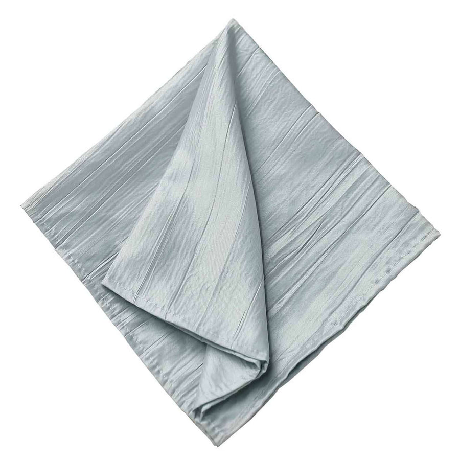 5 Pack | Silver Accordion Crinkle Taffeta Dinner Napkins | 20x20Inch