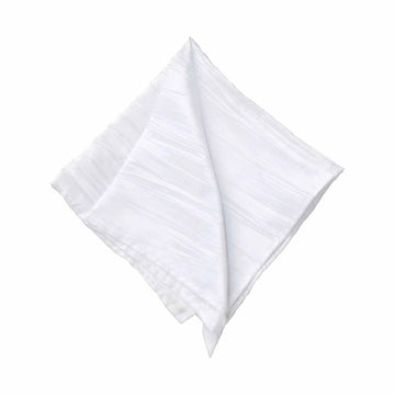 5 Pack Taffeta 20"x20" Napkins White - Accordion Crinkle Style Dinner Napkins for Upscale Dining