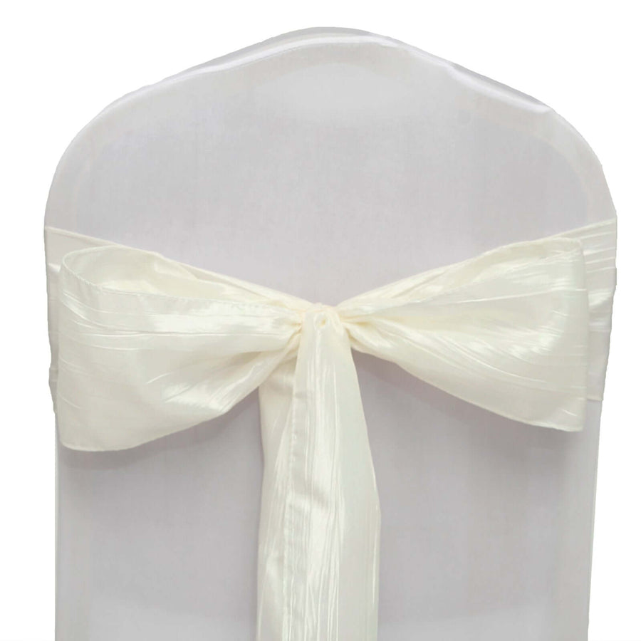 5 Pack | 6inchesx106inches Accordion Crinkle Taffeta Chair Sashes - Ivory