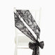 5 Pack Black Tulle Wedding Chair Sashes with Leaf Vine Embroidered Sequins