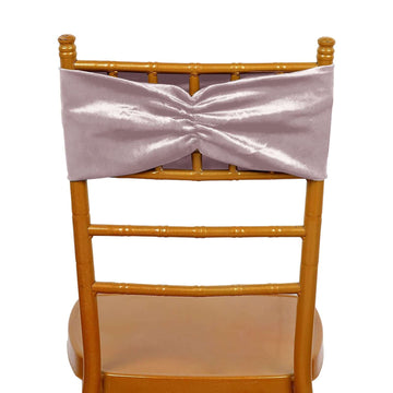 5 Pack Velvet Chair Sashes with Ruffled Center Mauve - Soft Stretchable Chair Bands