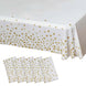 5-Pack Plastic Table Covers White Rectangle with Gold Stars - Decorative PVC Disposable Tablecloths 54"x108"