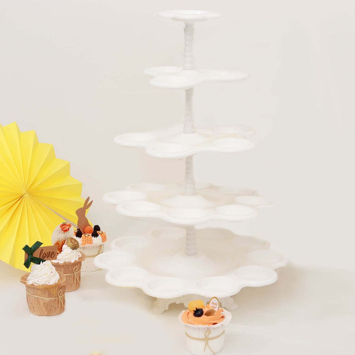 18inch 5-Tier Scallop Edge 27-Cupcake Holder Stand, Dessert Display Tower