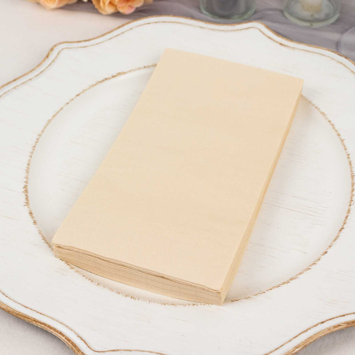 50 Pack 2 Ply Soft Beige Disposable Party Napkins, Wedding Reception Dinner Paper Napkins