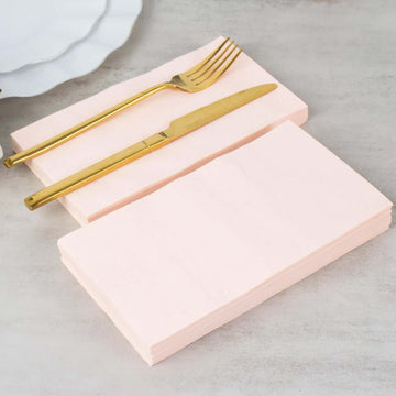 50-Pack Paper Napkins Soft Blush - Disposable 2-Ply Cocktail and Beverage Napkins for Weddings