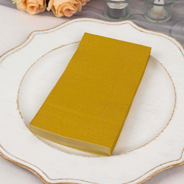 50-Pack Paper Napkins Soft Gold - Disposable 2-Ply Cocktail and Beverage Napkins for Weddings