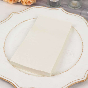 50-Pack Paper Napkins Soft Ivory - Disposable 2-Ply Cocktail and Beverage Napkins for Weddings