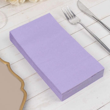 50-Pack Paper Napkins Soft Lavender Lilac - Disposable 2-Ply Cocktail and Beverage Napkins for Weddings