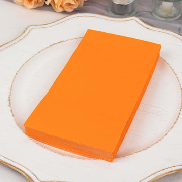 50-Pack Paper Napkins Soft Orange - Disposable 2-Ply Cocktail and Beverage Napkins for Weddings