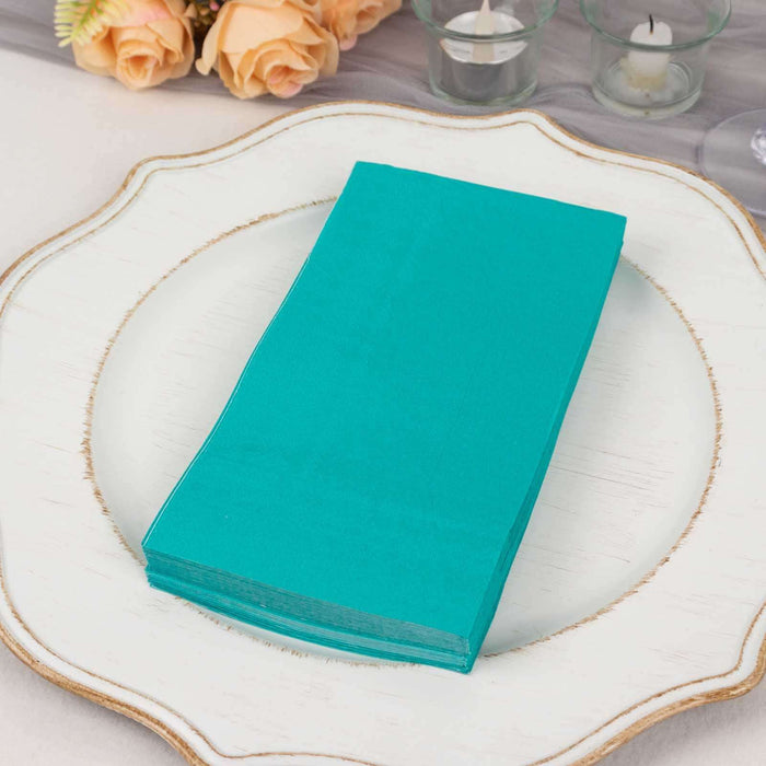 50 Pack 2 Ply Soft Turquoise Disposable Party Napkins, Wedding Reception Dinner Paper Napkins