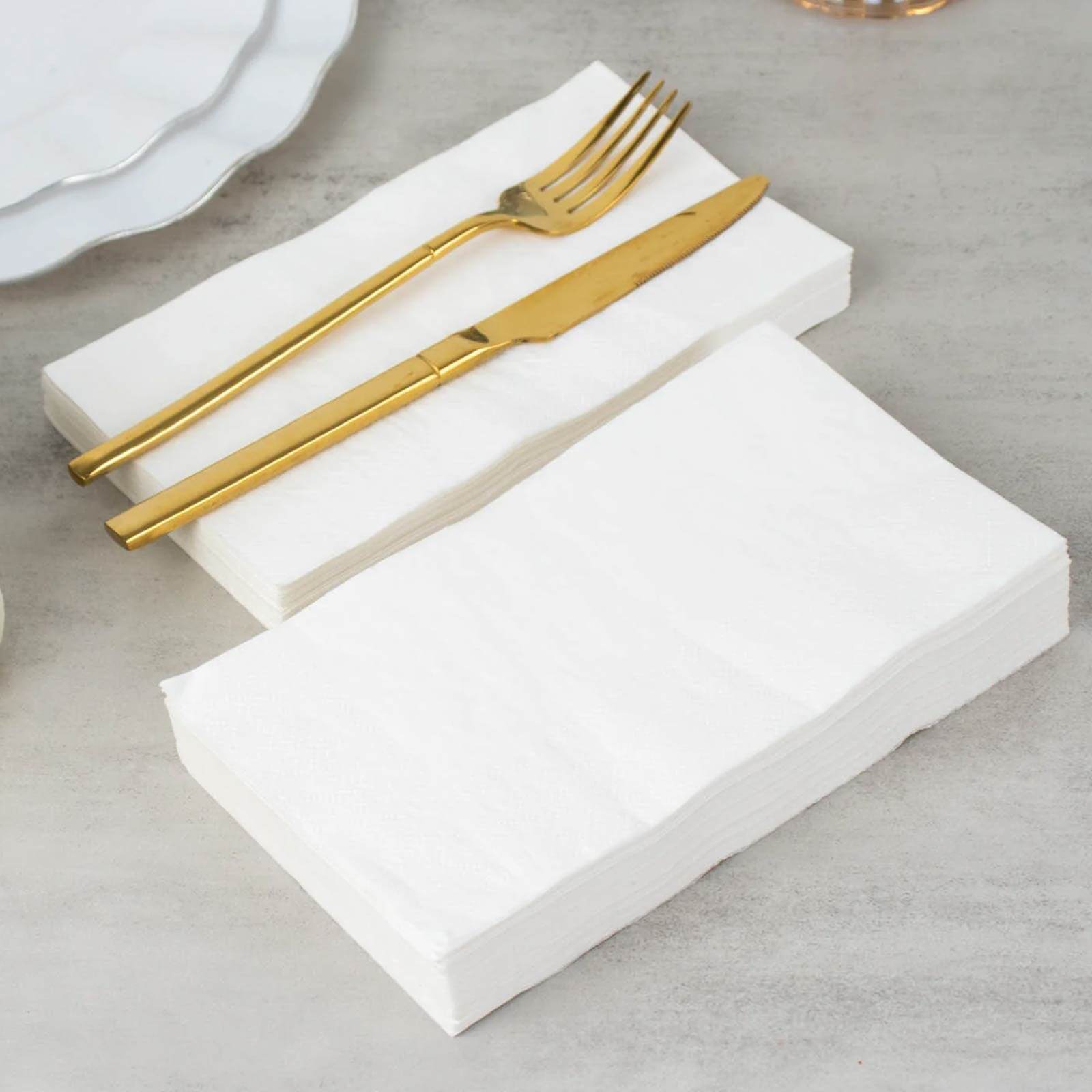 50-Pack Paper Napkins Soft White - Disposable 2-Ply Cocktail and Beverage Napkins for Weddings