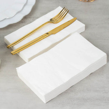 50-Pack Paper Napkins Soft White - Disposable 2-Ply Cocktail and Beverage Napkins for Weddings