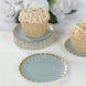 50 Pack Gold Scalloped Rim Mini Dessert Plates in Dusty Blue, Disposable Round Paper